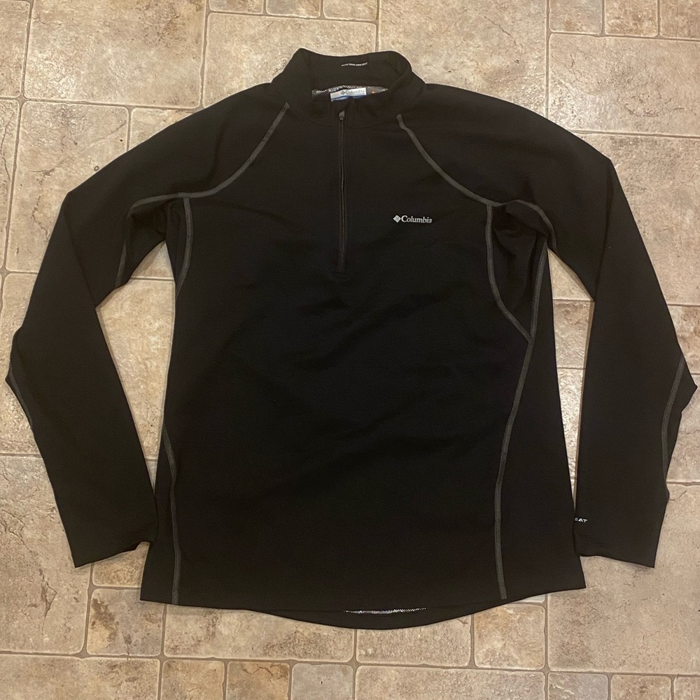 Columbia Shirt Women XL Black Omni-Heat 1/4 Zip Long Sleeve Thermal Base Layer